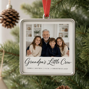 Grandpa’s Little Crew Personalised Grandchildren Metal Tree Decoration