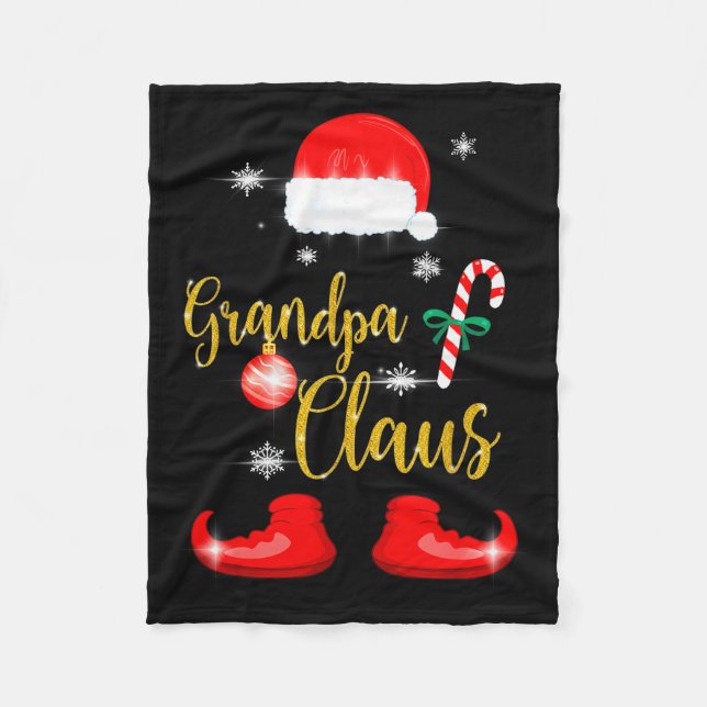 Grandpa Santa Claus Funny Family Christmas Pjs For Fleece Blanket (Front)