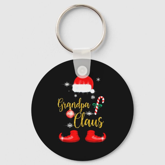 Grandpa Santa Claus Funny Family Christmas Pjs For Key Ring (Front)