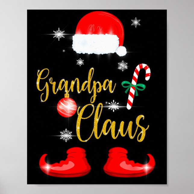 Grandpa Santa Claus Funny Family Christmas Pjs For Poster (Front)