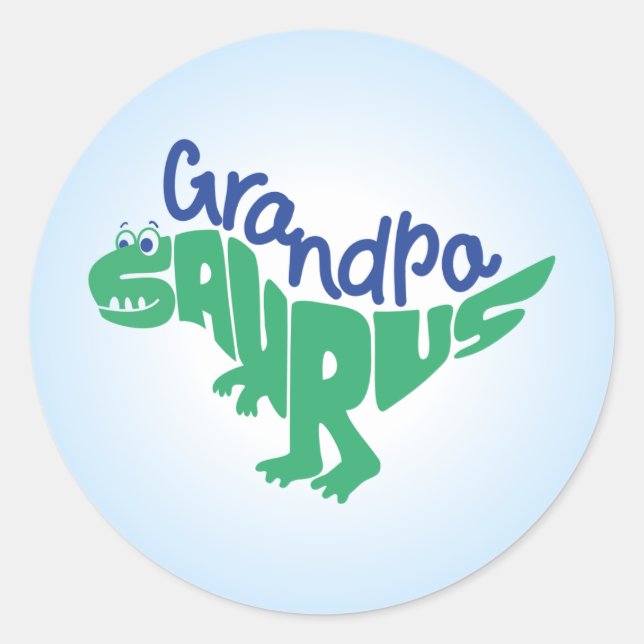 Grandpa Saurus Graphic Classic Round Sticker (Front)