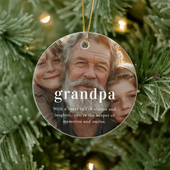 Grandpa | Sentimental Photo Keepsake Christmas Ceramic Tree Decoration (Tree)
