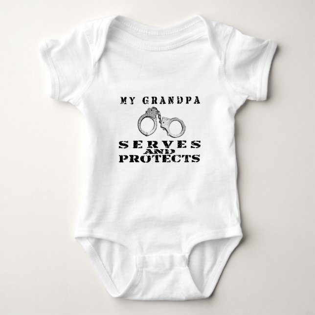 Grandpa Serves Protects - Hat Baby Bodysuit (Front)