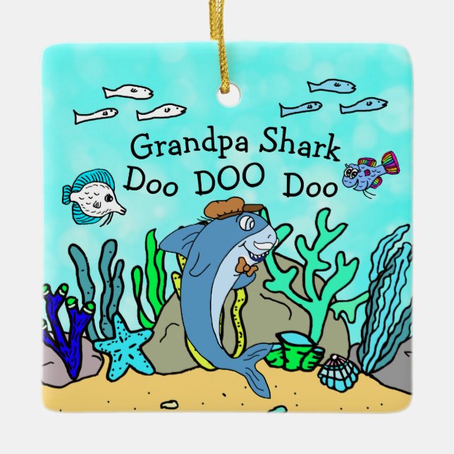Grandpa Shark Family Christmas Ornament (Front)