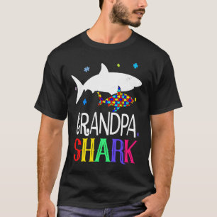 Grandpa Shark Family Cool Autism Awareness T-Shirt