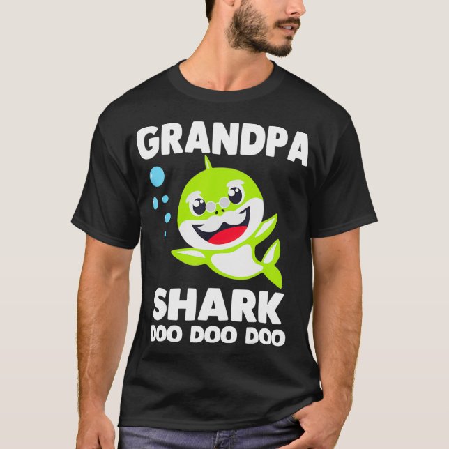Grandpa Shark  Funny Fathers Day Gift for Mens Kid T-Shirt (Front)