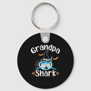 Grandpa Shark Funny Halloween Grandpa Announcement Key Ring