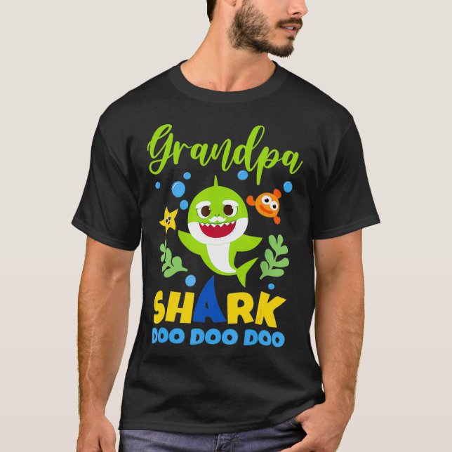 Grandpa Shark Gift Cute Baby Shark Family T-Shirt (Front)