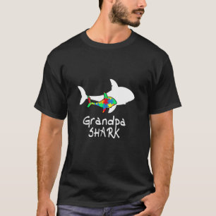 Grandpa Shark Puzzle Piece Cool Autism Awareness T-Shirt