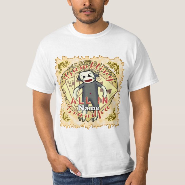 Grandpa Sock Monkey poker T-Shirt (Front)