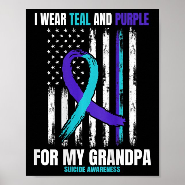 Grandpa Suicide Awareness Prevention American Flag Poster (Front)