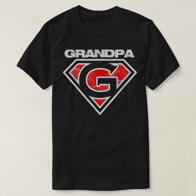 Grandpa Superhero Funny Gift Fathers Day T-Shirt (Design Front)