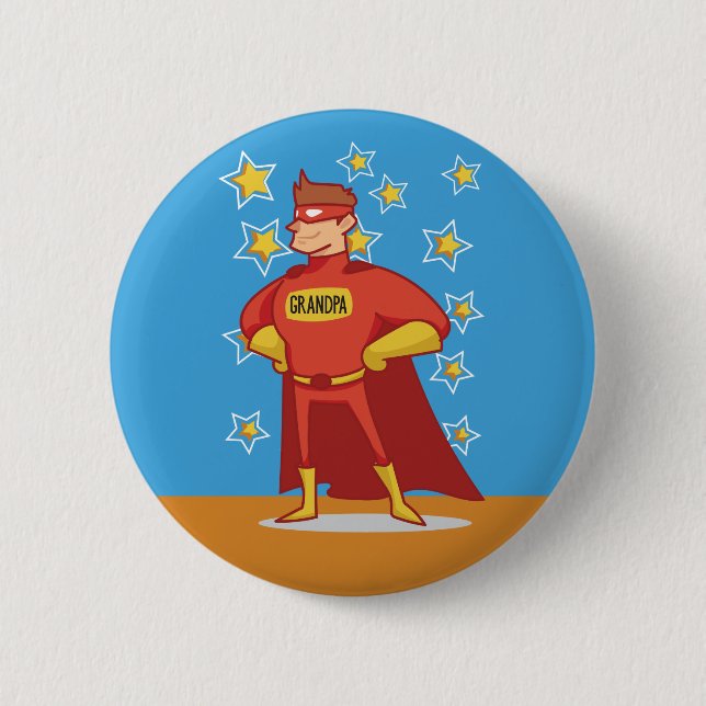Grandpa Superhero on Father's Day 6 Cm Round Badge (Front)