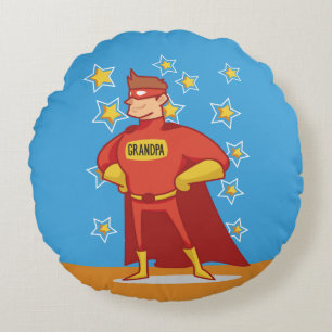 Grandpa Superhero on Father's Day Round Cushion