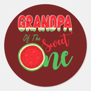 Grandpa Sweet One Watermelon 1st First Birthday Classic Round Sticker