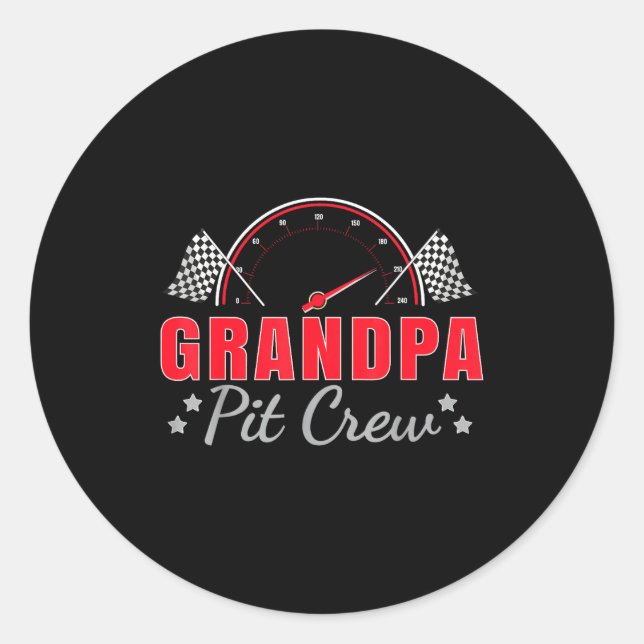 Grandpa T Crew Race Car Driver Birthday Party Raci Classic Round Sticker (Front)