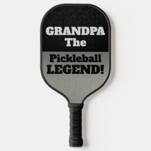 Grandpa The Legend Funny Smack Talk Black Silver Pickleball Paddle