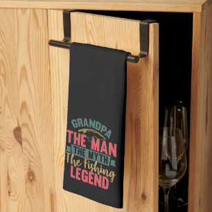 Grandpa - The Man, The Myth, The Fishing Legend Tea Towel