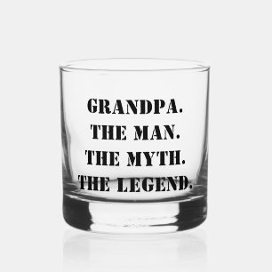 Grandpa The Man The Myth The Legend Custom Text Whiskey Glass