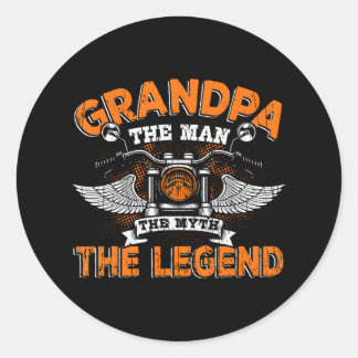 Grandpa The Man The Myth The Legend Motorcycle Classic Round Sticker