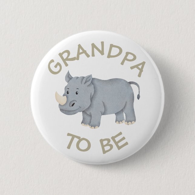 Grandpa to be Baby Shower Button Wild One Zoo (Front)