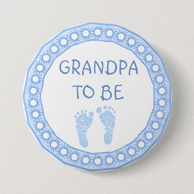 Grandpa to be Blue Boy Baby Shower button (Front)