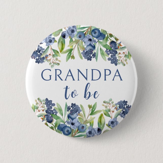 Grandpa to be blueberry baby shower button (Front)