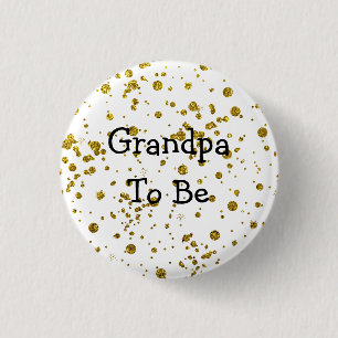 Grandpa To Be Gold Glitter Baby Shower 3 Cm Round Badge