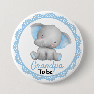 Grandpa to be Grandfather Baby Boy Shower Elephant 7.5 Cm Round Badge