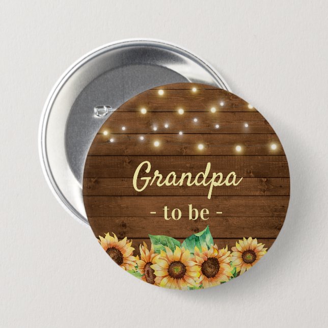 Grandpa to be New Grandfather Rustic Baby Shower 7.5 Cm Round Badge (Front & Back)