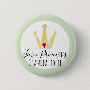 Grandpa-to-be Watercolor Princess Girl Baby Shower 6 Cm Round Badge