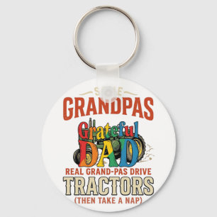 Grandpa Tractor Vintage Farm Nap Shirt Design_1 Key Ring