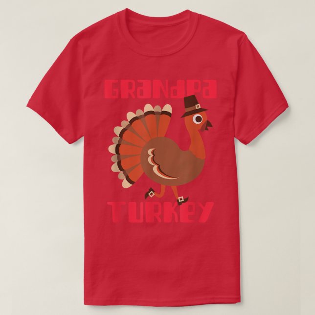 Grandpa Turkey Happy Thanksgiving Matching Turkey  T-Shirt (Design Front)