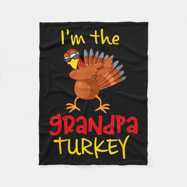 Grandpa Turkey Matching Family Group Thanksgiving  Fleece Blanket (Front)