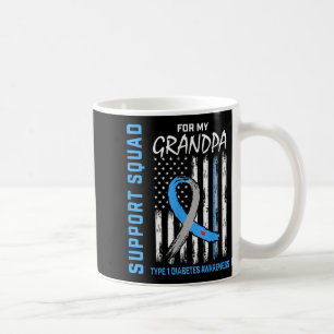 Grandpa Type 1 Diabetes Shirt Usa Flag Support Squ Coffee Mug