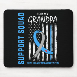Grandpa Type 1 Diabetes Shirt Usa Flag Support Squ Mouse Mat