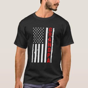 Grandpa USA Flag Firefighter Thin Red Line Fireman T-Shirt