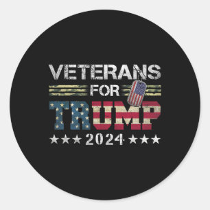 Grandpa Veterans For Trump 2024 American Flag Camo Classic Round Sticker