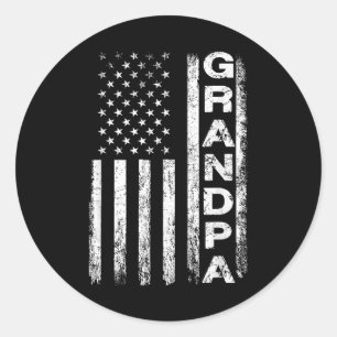 Grandpa Vintage American Flag Father's Day 4th of  Classic Round Sticker