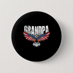Grandpa Vintage Usa Flag Bald Eagle Patriotic 4th  6 Cm Round Badge