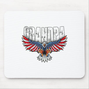 Grandpa Vintage Usa Flag Byld Eagle Patriotic 4th Mouse Mat