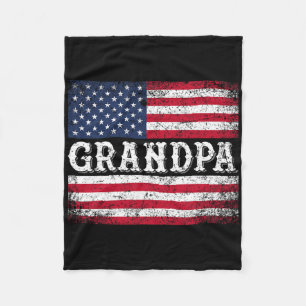 Grandpa Vintage Usa Flag Patriotic 4th Of July  Fleece Blanket