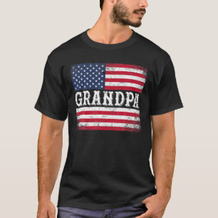 Grandpa Vintage USA Flag Patriotic 4Th Of July T-Shirt