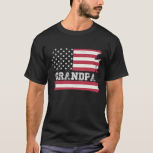 Grandpa Vintage USA Flag Patriotic 4th of July T-Shirt