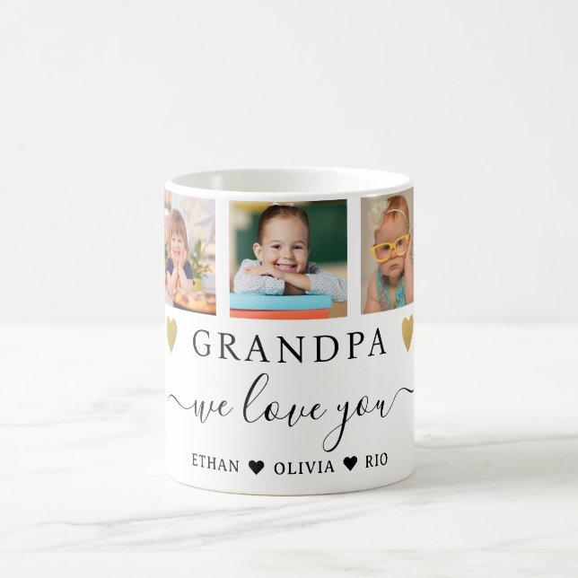 Grandpa We Love You Grandkids 5 Photo Collage Coffee Mug (Center)