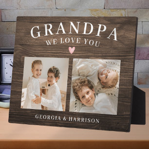 Grandpa We Love You Heart Grandkids Photo Collage  Plaque