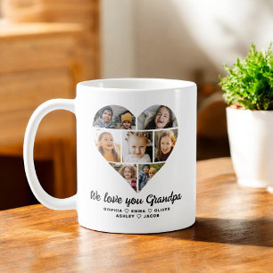 Grandpa We Love you Hearts Modern Photo Collage Coffee Mug