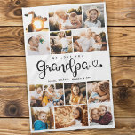 Grandpa We Love you Hearts Modern Photo Collage Tea Towel<br><div class="desc">We love you Grandpa! Cute,  modern custom family photo collage kitchen towel to show grandma how much she's loved. We love this hand lettered script design with heart flourishes,  making this a heartfelt keepsake gift for a beloved grandparent. Personalise with 12 favourite pictures and your personal message and names.</div>