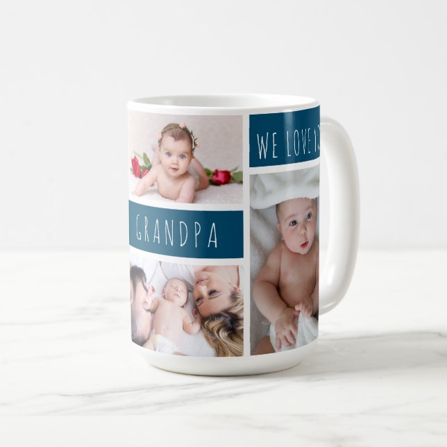 Grandpa We Love You Photo Collage Coffee Mug (Front Right)