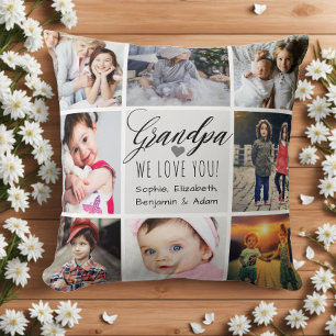 Grandpa We Love You Photo Collage Cushion
